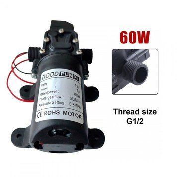 Насос водяний мембраннй 12 V, 5 л/хв, 60 Wt (з підключенням 1/2 папа) Н12-60-1/2 фото